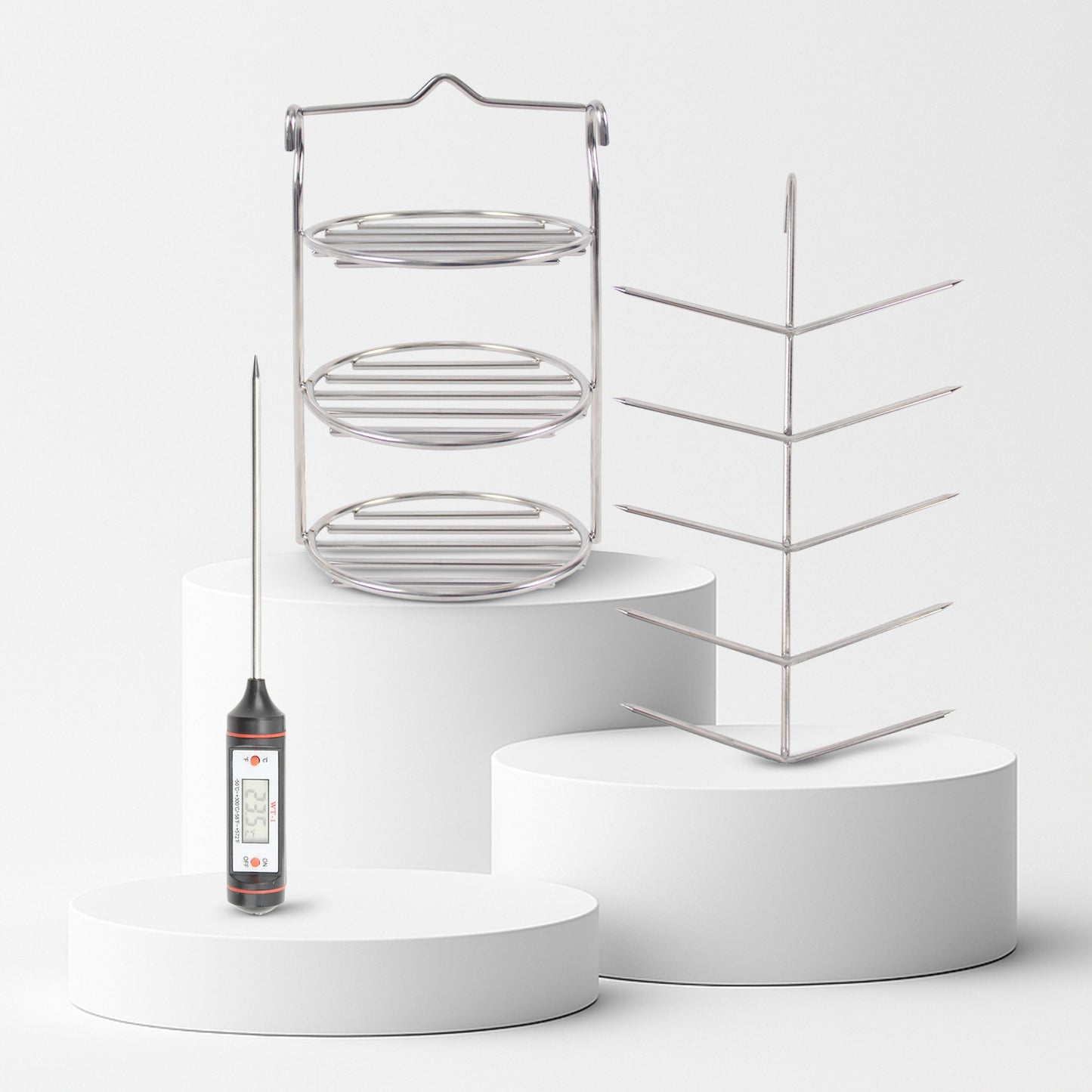 Kit x3 Accessories (Digital Thermometer, Multipurpose Tower & Sausages Rack)